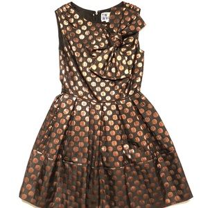 Anthropologie iridescent polka-dot bow dress
